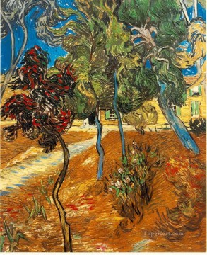 Árboles en el jardín del asilo Vincent van Gogh Pinturas al óleo